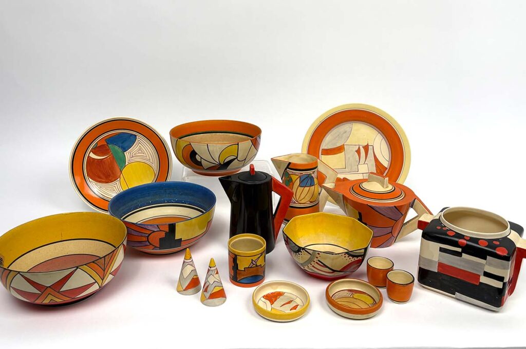 Art Deco Clarice Cliff teapots and tableware collection Theodore Bruce Auction