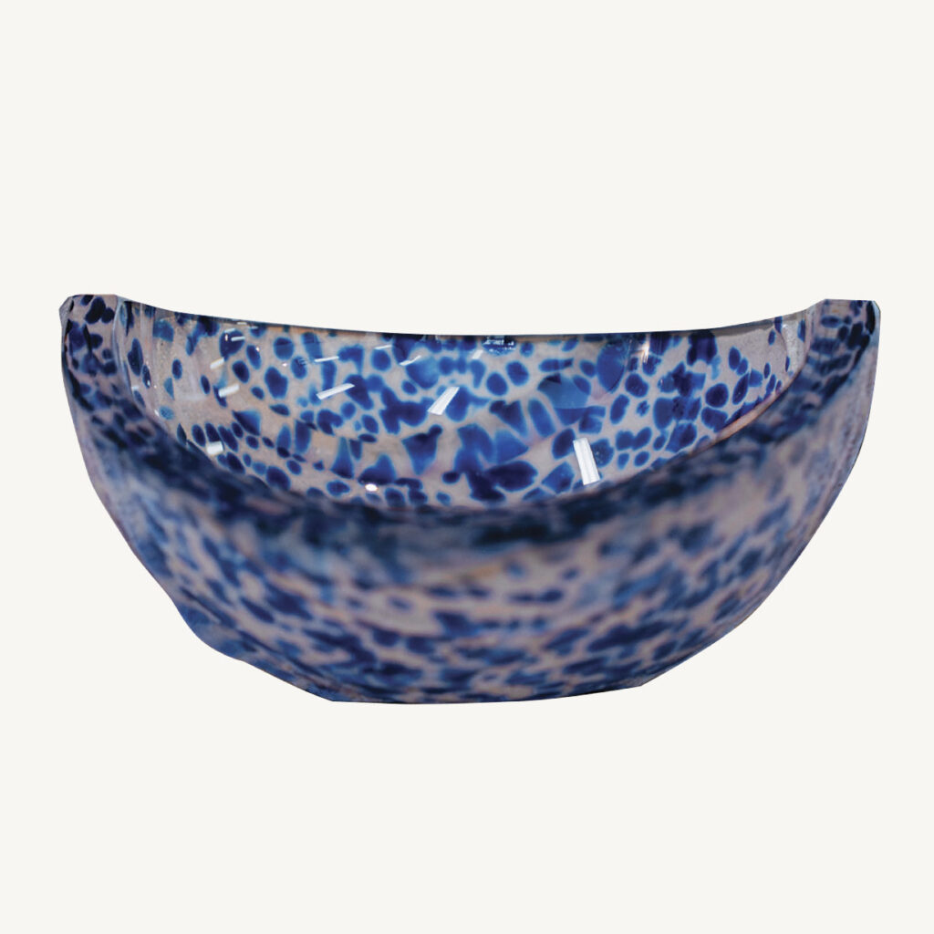 Kosta Confetti cobalt blue glass dish
