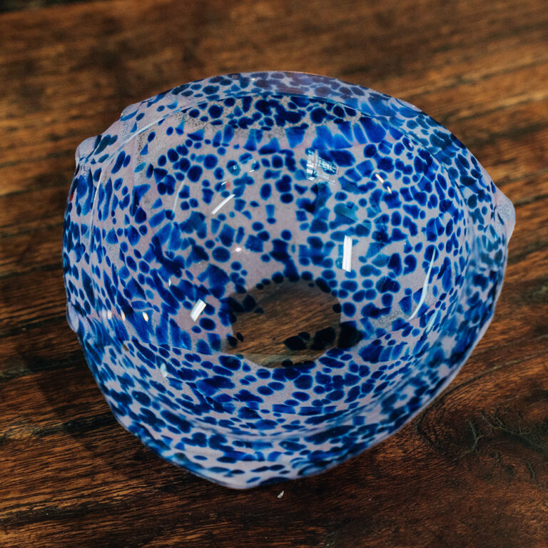 Kosta Confetti cobalt blue glass dish