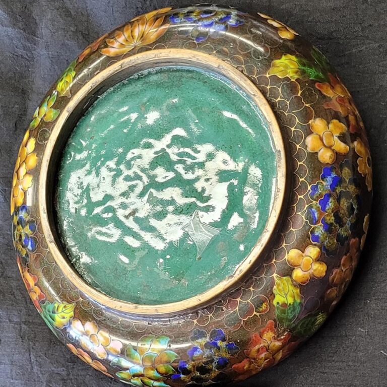 Cloisonne pot and stand