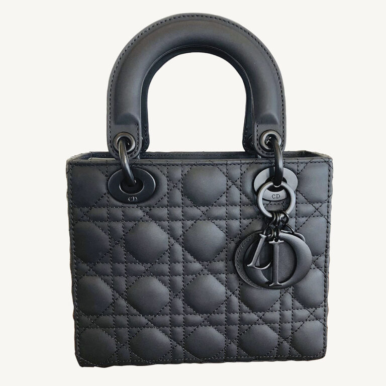 Authentic Christian Dior black leather Lady Dior handbag