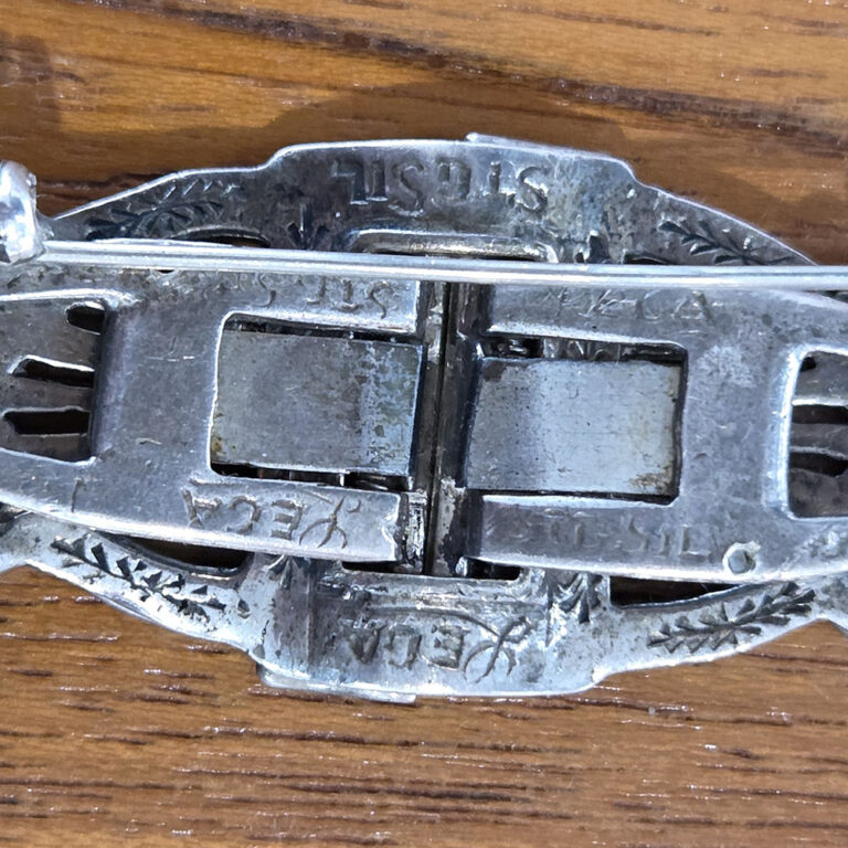 1920s sterling silver marcasite brooch