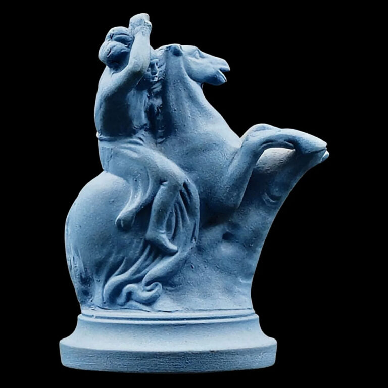 Flaxman Knight, after Wedgwood, in dark blue stoneware