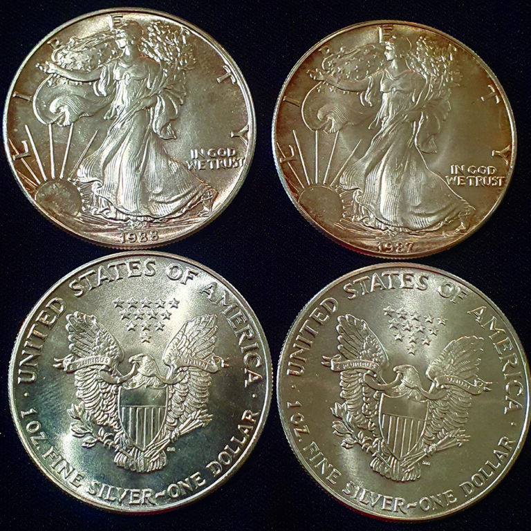 fine silver American one dollar coins