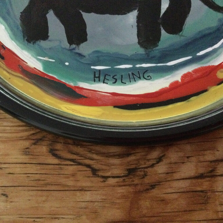 Bernard Hesling vitreous painted enamel plate
