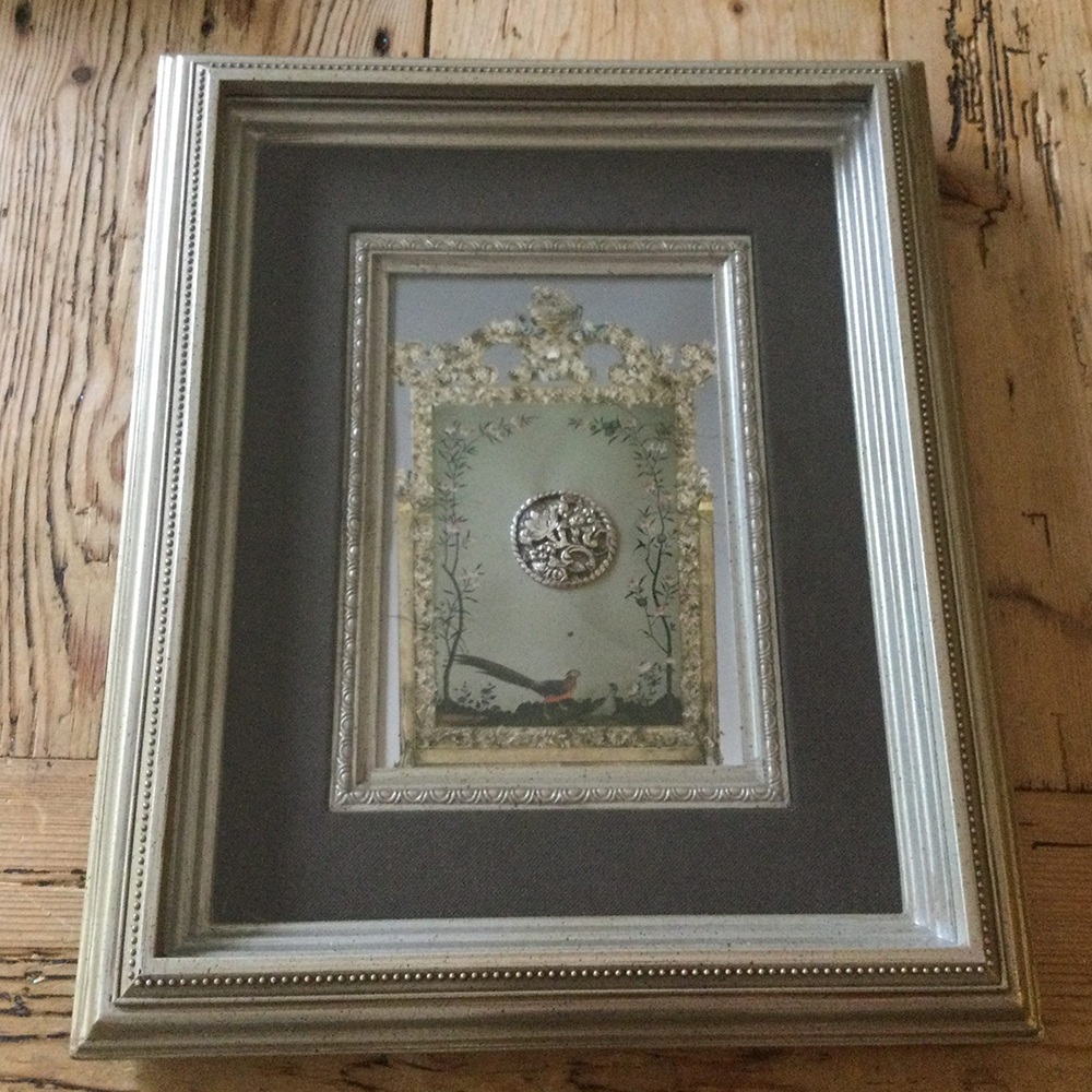sterling 1866 silver button in ornate frame