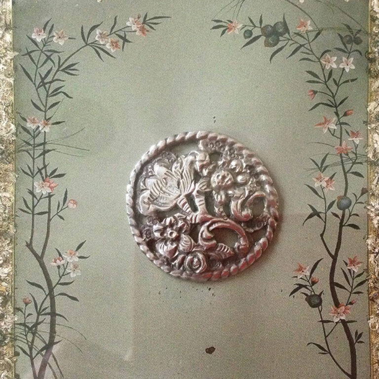 sterling 1866 silver button in ornate frame