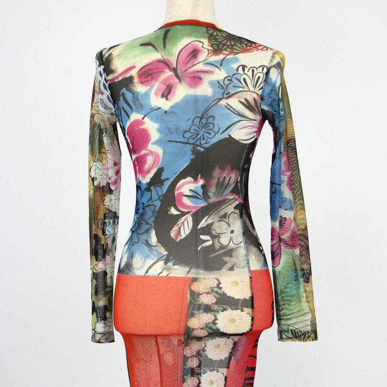 Galliano, English Multicolour Casual Funky sheer midi dress long sleeve at Theodore Bruce auction