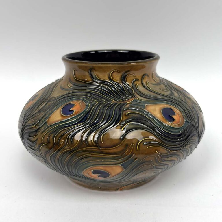 A Rachel Bishop for Moorcroft peacock feathers vase c1996