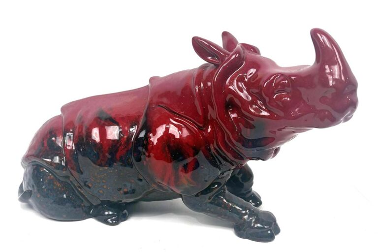 A Royal Doulton Ffambe porcelain rhinoceros at Theodore Bruce auction.
