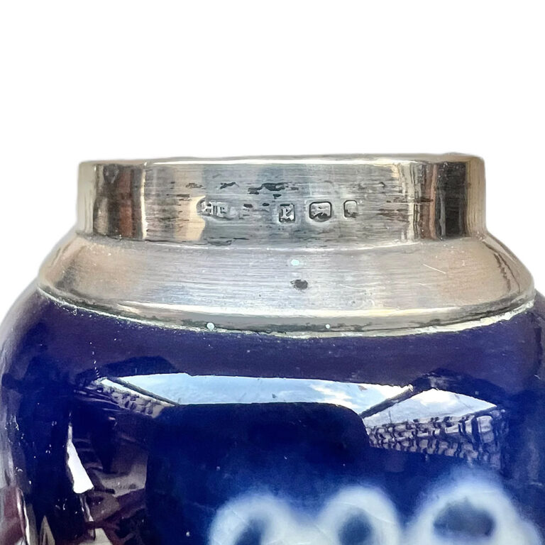 English Art Nouveau lily of the valley vase with sterling silver rim