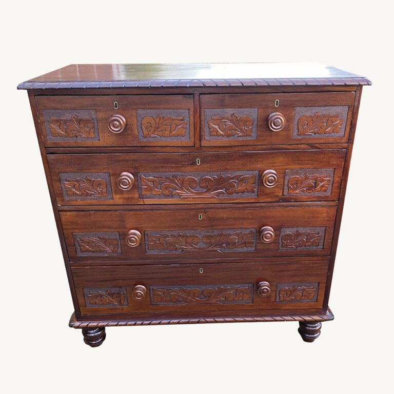 Early cedar cockbeaded five drawer chest