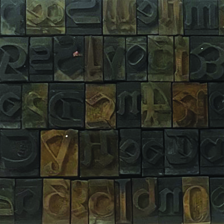 Unique piece of art utilising printer’s letters giving a 'secret message’