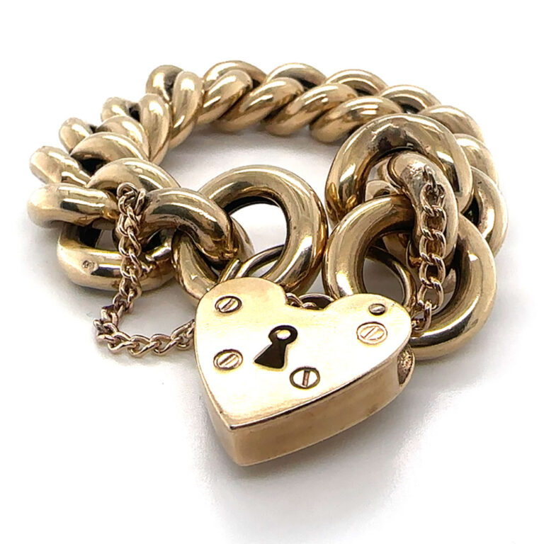 9ct yellow gold heavy curb link bracelet