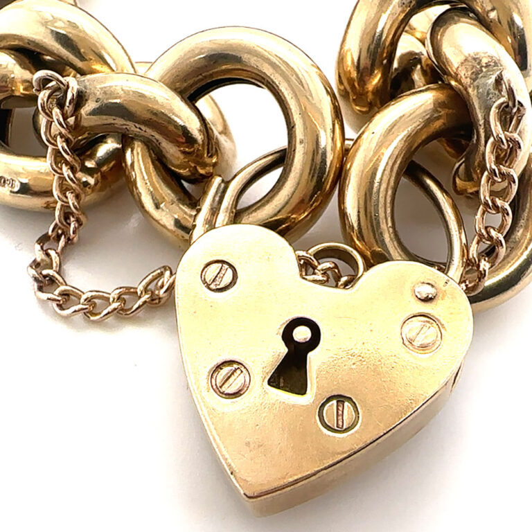 9ct yellow gold heavy curb link bracelet