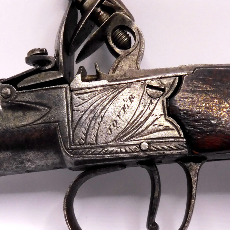 English turn off barrel flintlock pistol by London gunsmith Jover