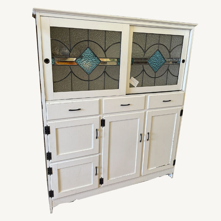 1930s painted oak kitchen pantry with original leadlight doors