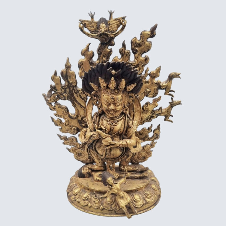 A large Tibetan statue of Bernagchen Mahakala