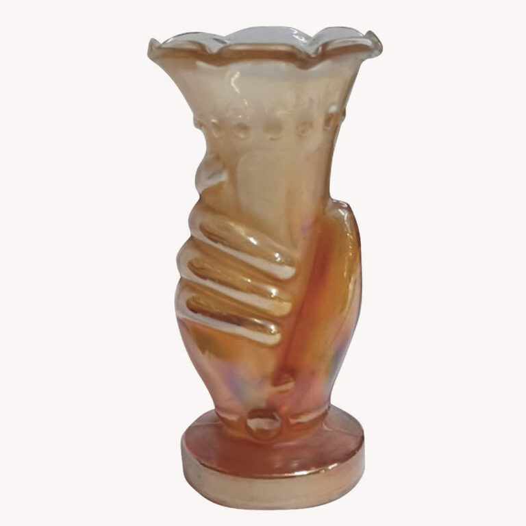 Vintage carnival glass hand vase