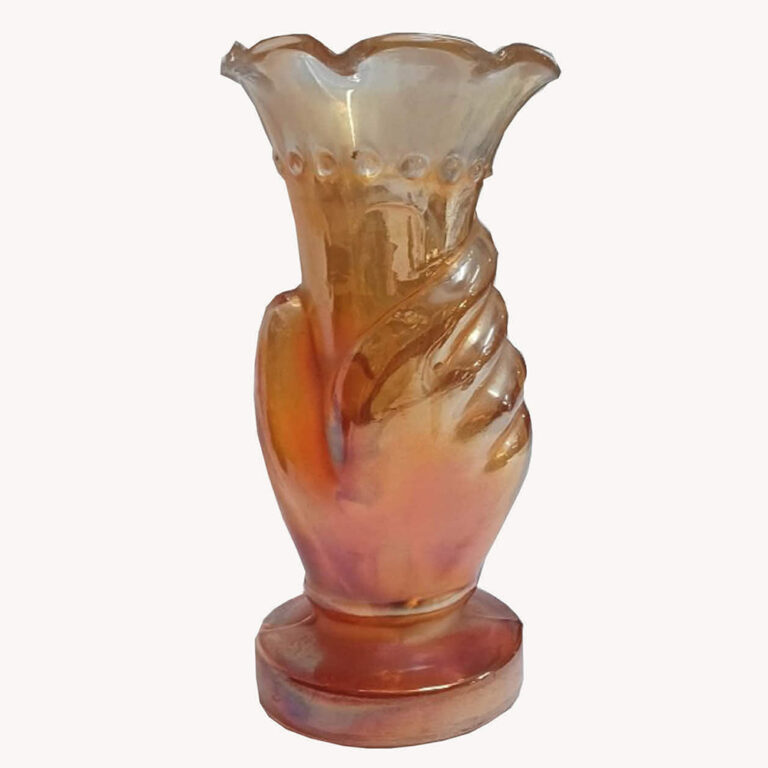 Vintage carnival glass hand vase