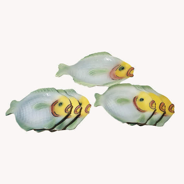 Mid-century plate set seven fish