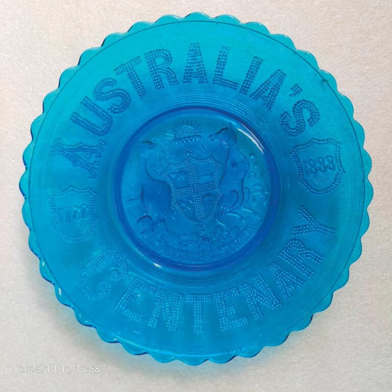 Pressed glass plate Australia's centenary 1888