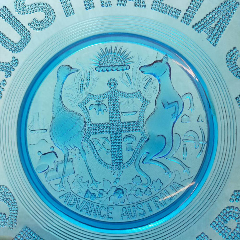 Pressed glass plate Australia's centenary 1888