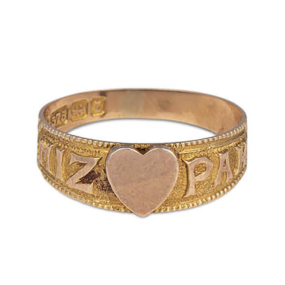 Mizpah ring in rose and yellow gold