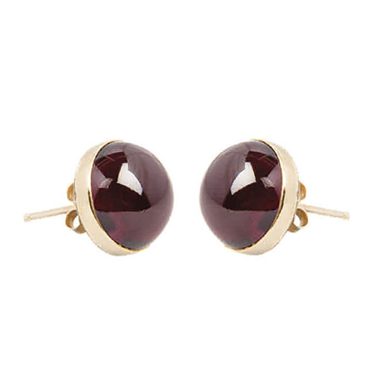 Pair earrings in 15ct gold with garnet