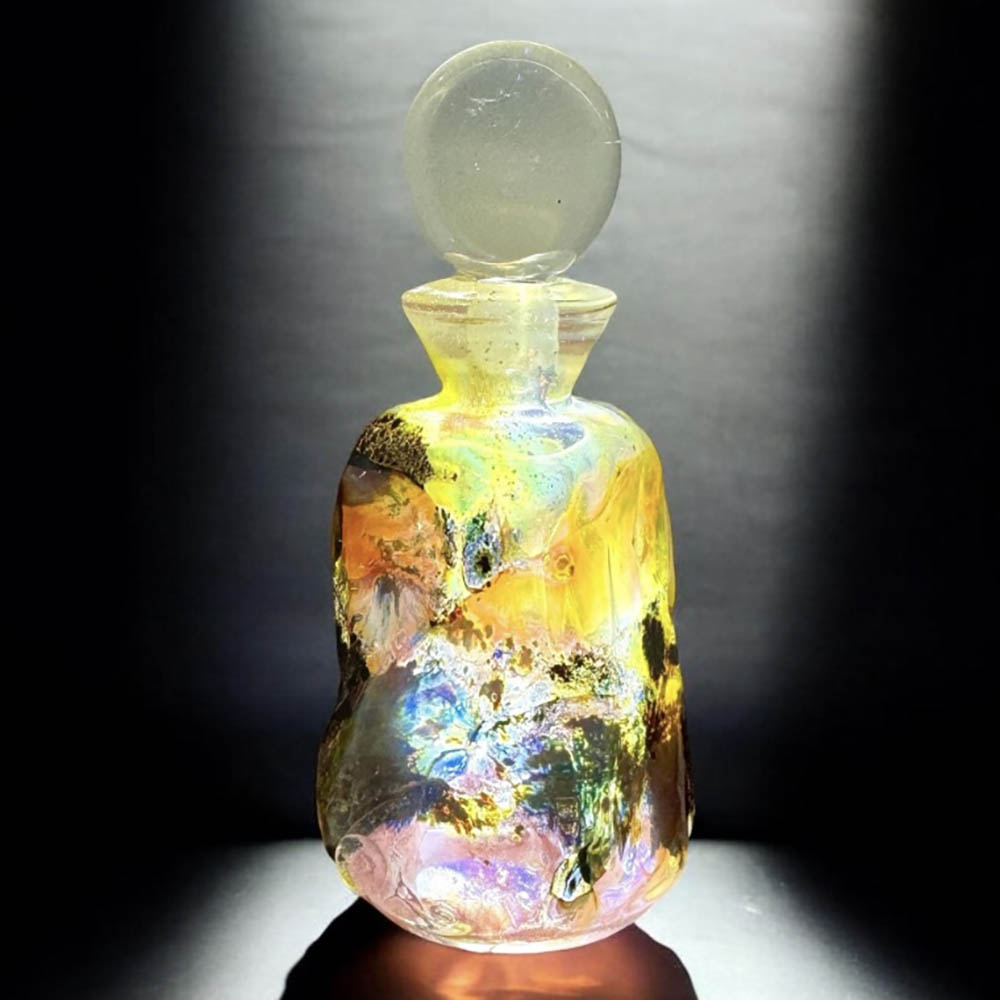 Handblown glass bottle by Richard Clements