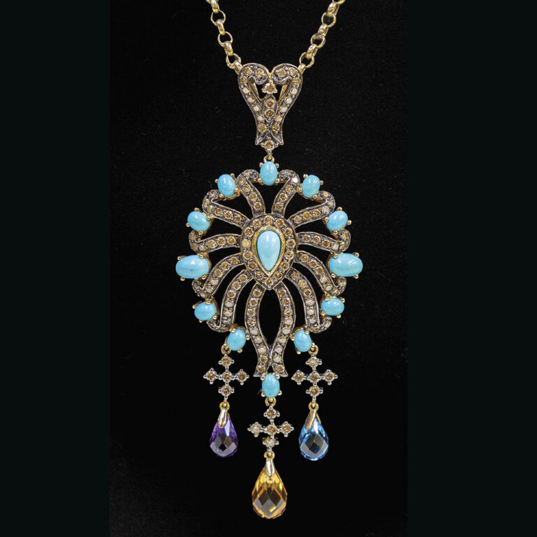 vintage gold and gemset pendant