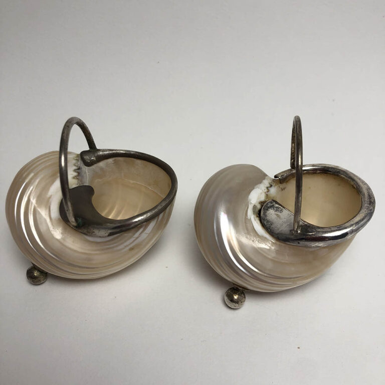 Pair natural shell salt dishes