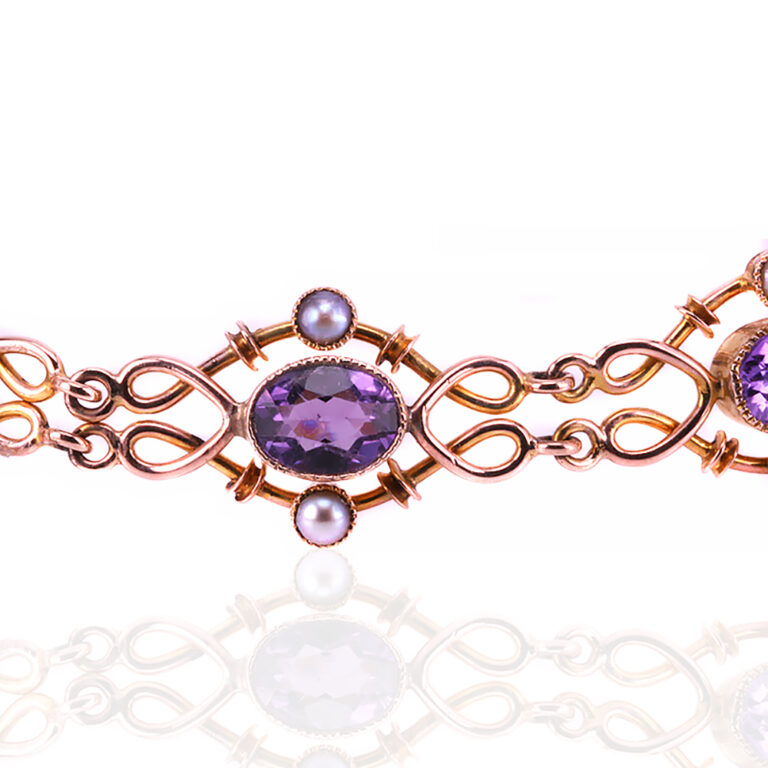 Antique amethyst and seed pearl bracelet