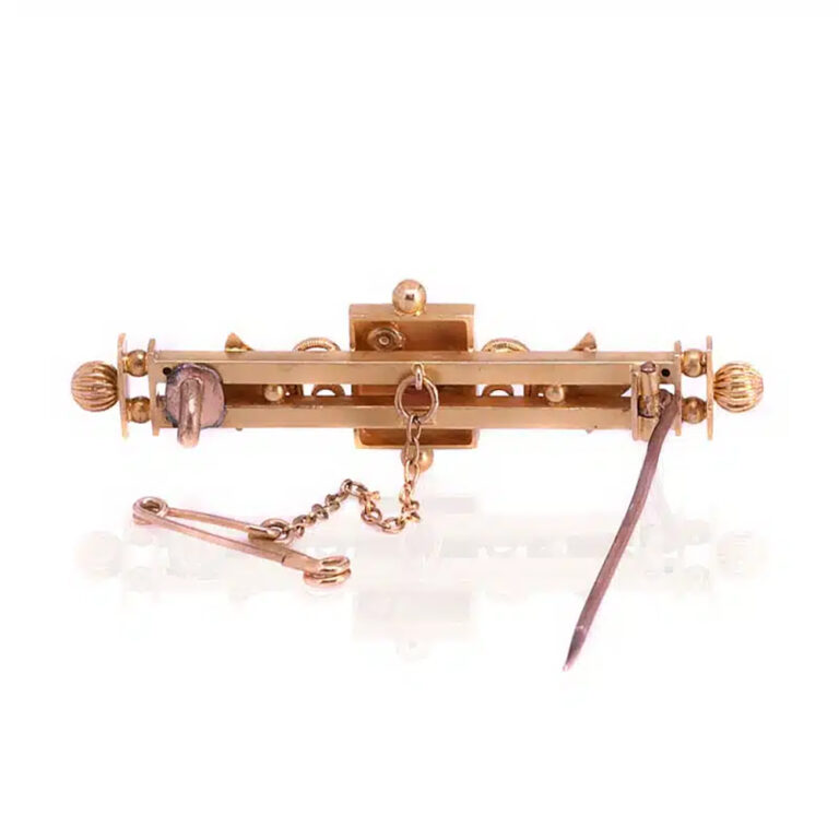 Ruby and pearl antique brooch