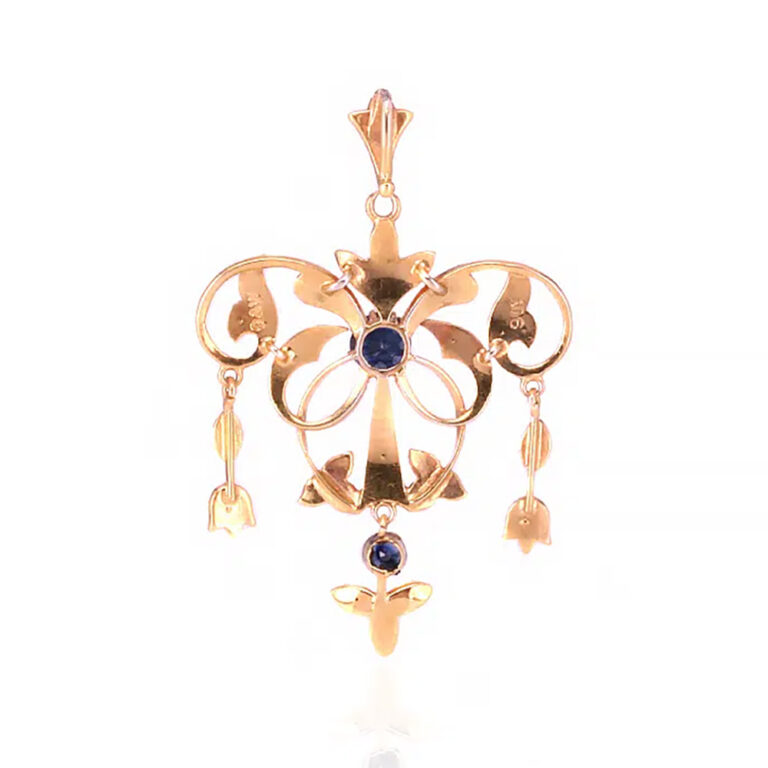 Antique sapphire and pearl pendant