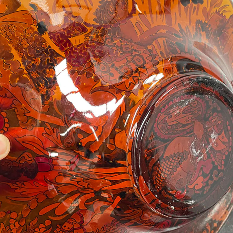 Czech Art Deco enamel art glass bowl