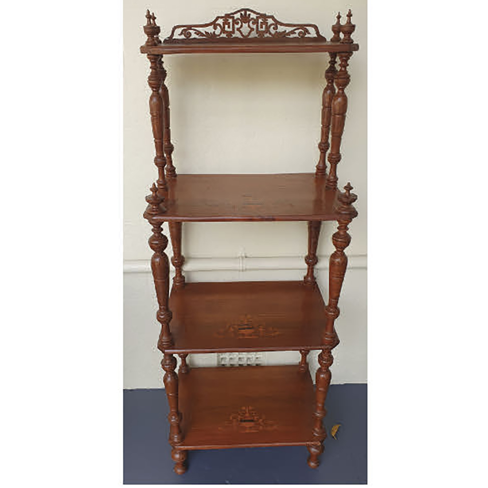 Victorian walnut marquetry whatnot