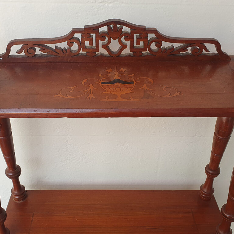 Victorian walnut marquetry whatnot