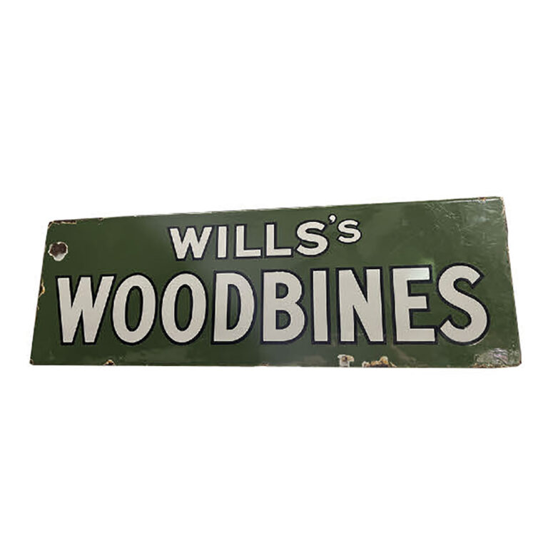 Wills's Woodbines Cigarettes double sided enamel sign