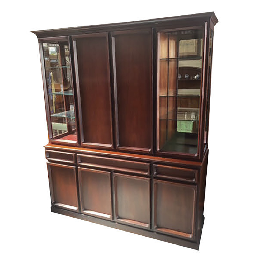 Chiswell mid century two-height illuminated cabinet