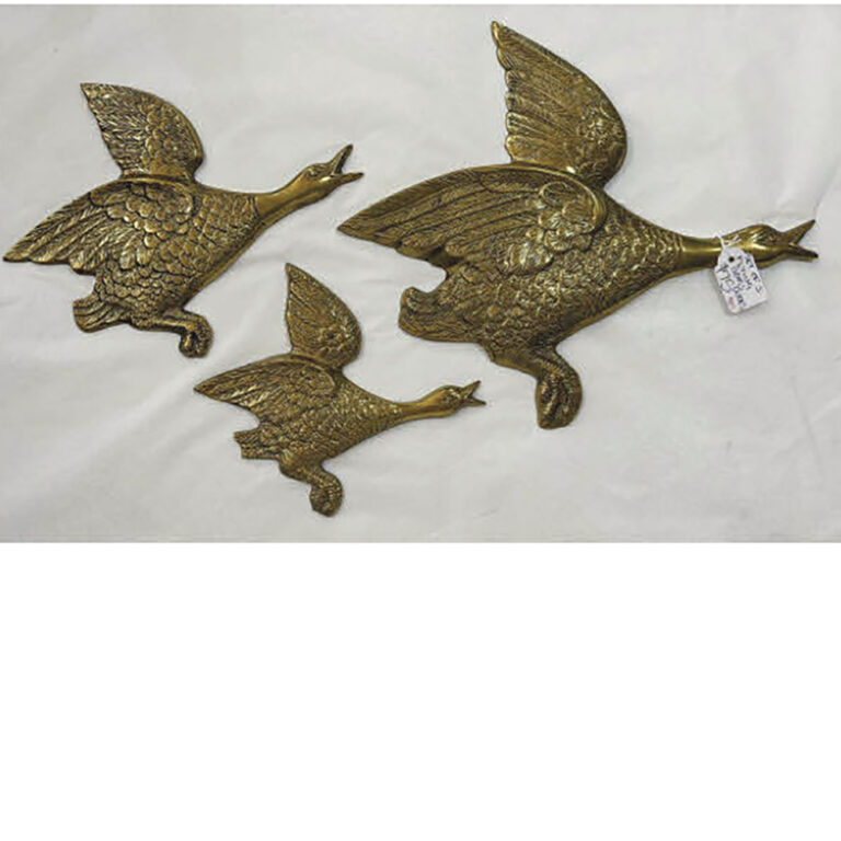 Brass flying wall ducks, set of 3