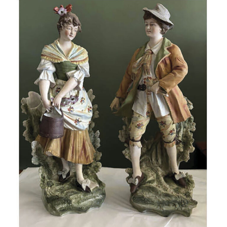 Pair bisque china figures