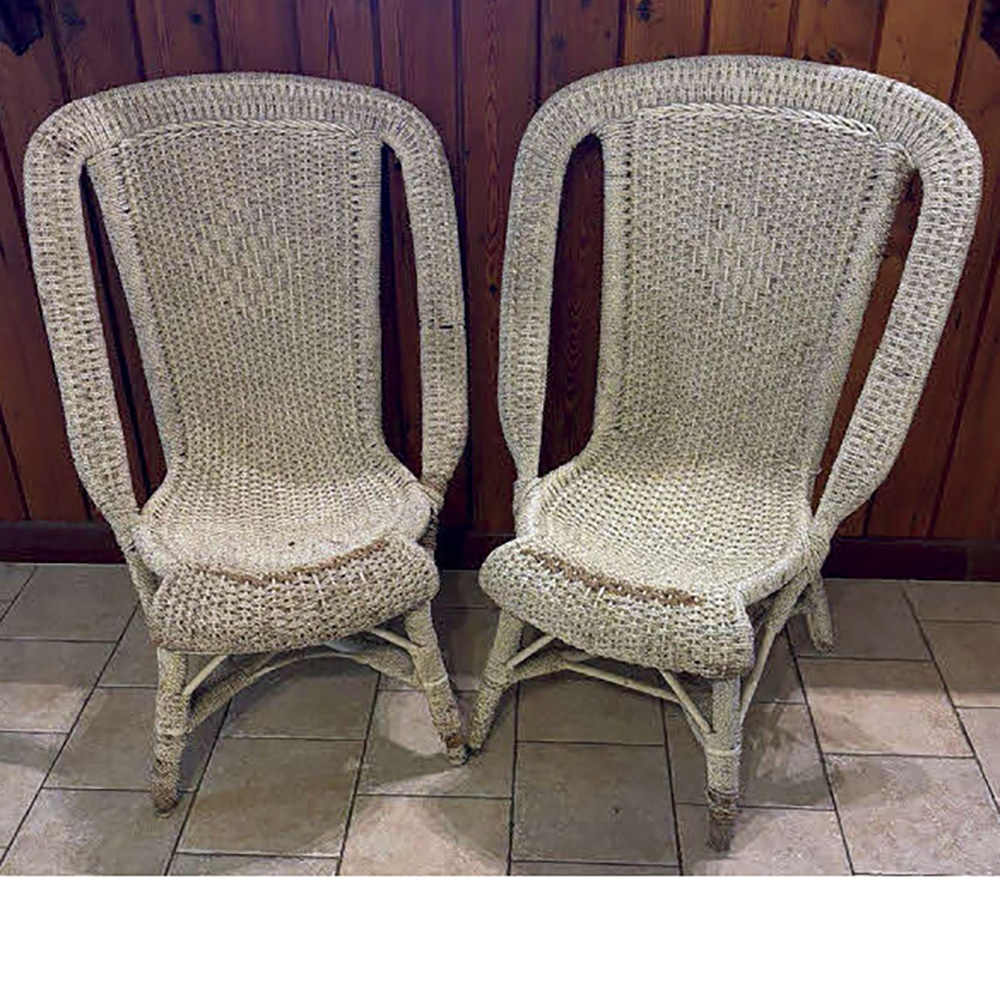 Pair of vintage seagrass sun chairs