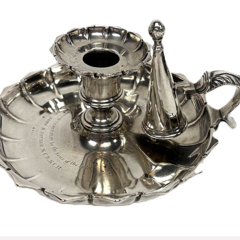 Sterling silver chamber candle stick, Birmingham 1843, made by Robinson, Edkins & Aston