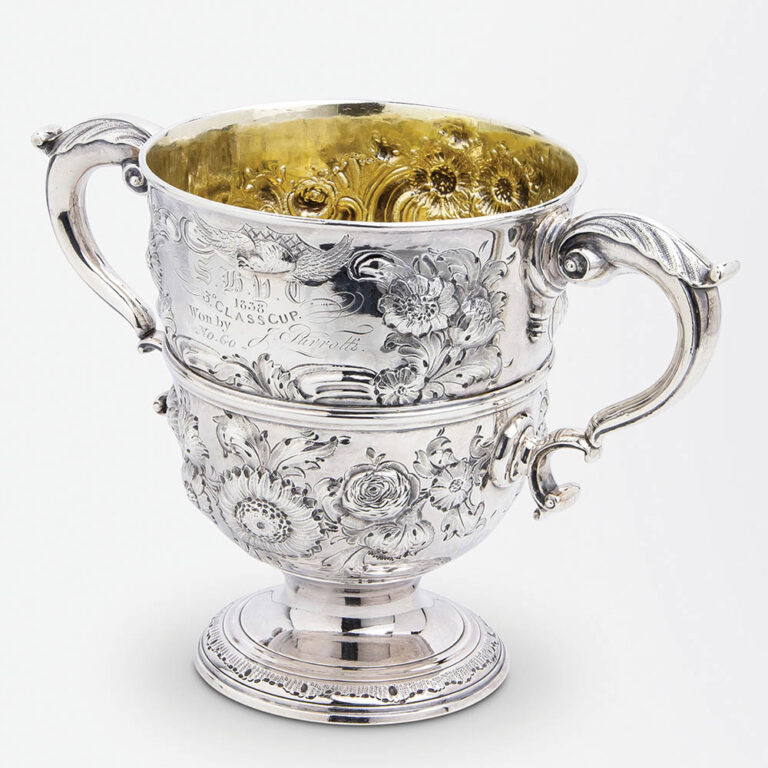 19th century Irish silver repousse trophy cup