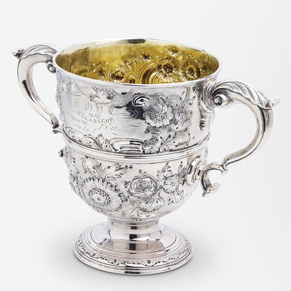 19th century Irish silver repousse trophy cup