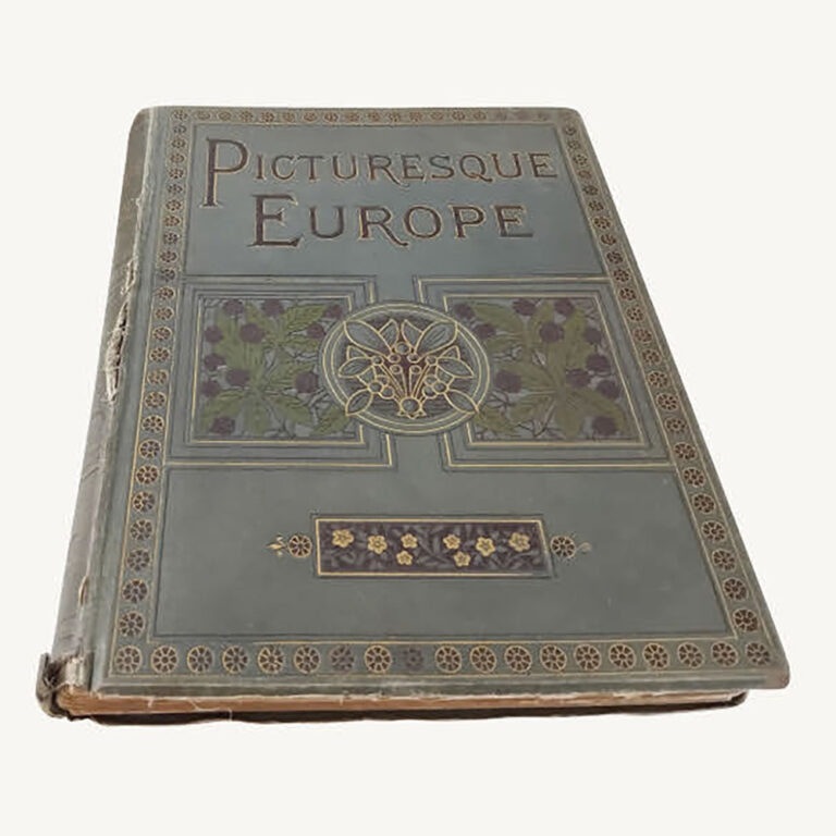 vintage cloth bound book, picturesque europe