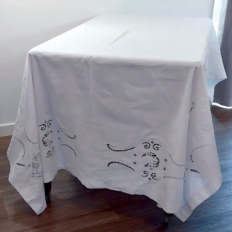 white linen embroidered banquet tablecloth