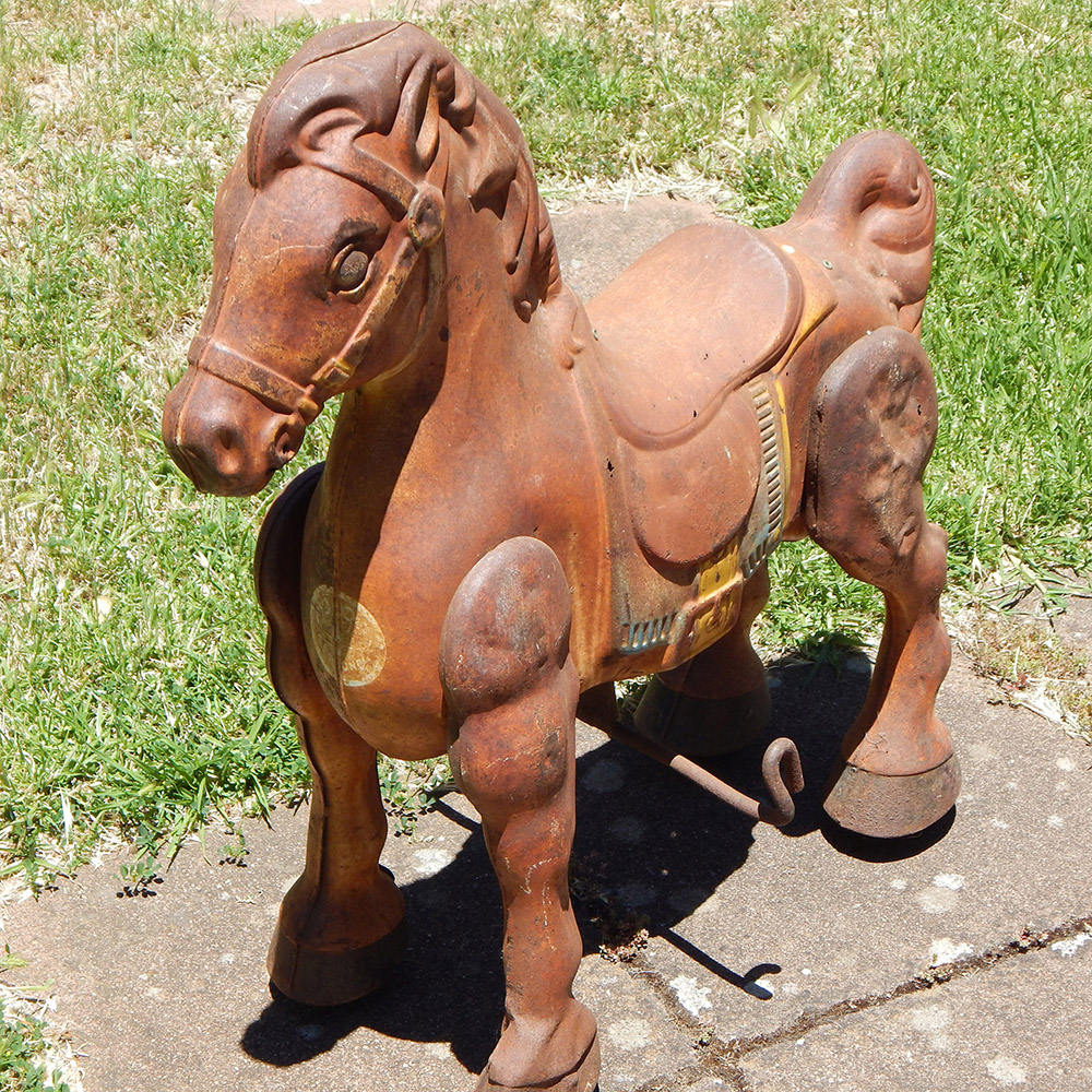 vintage mobo pressed tin Bronco horse