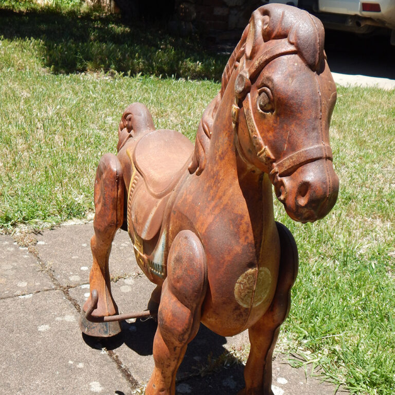 vintage mobo pressed tin Bronco horse